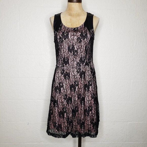 Charlotte Russe Black Lace Overlay Cut Out Dress L - Picture 2 of 16